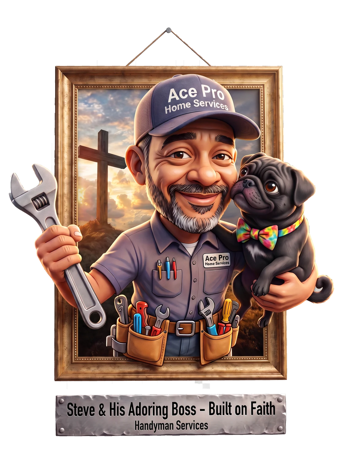 Steve of Ace Pro Home Services with The Boss — Built on Faith